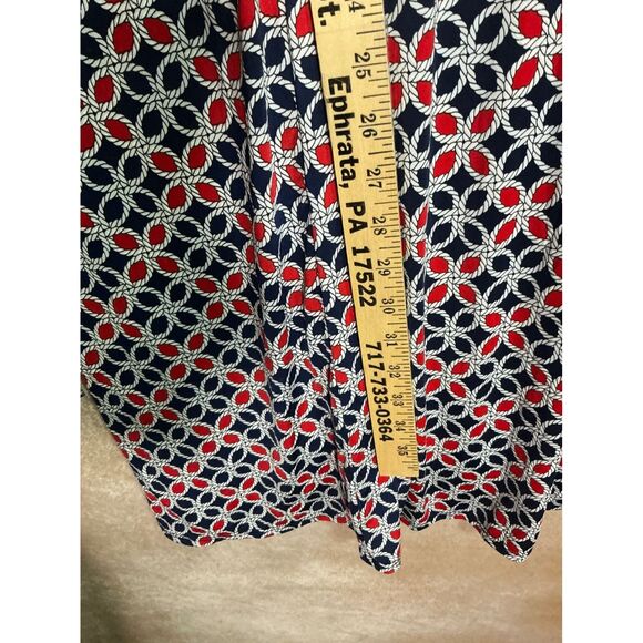 Per Sption Concept Navy Red White Geometric Print V Neck Midi Dress Women L - Picture 8 of 10